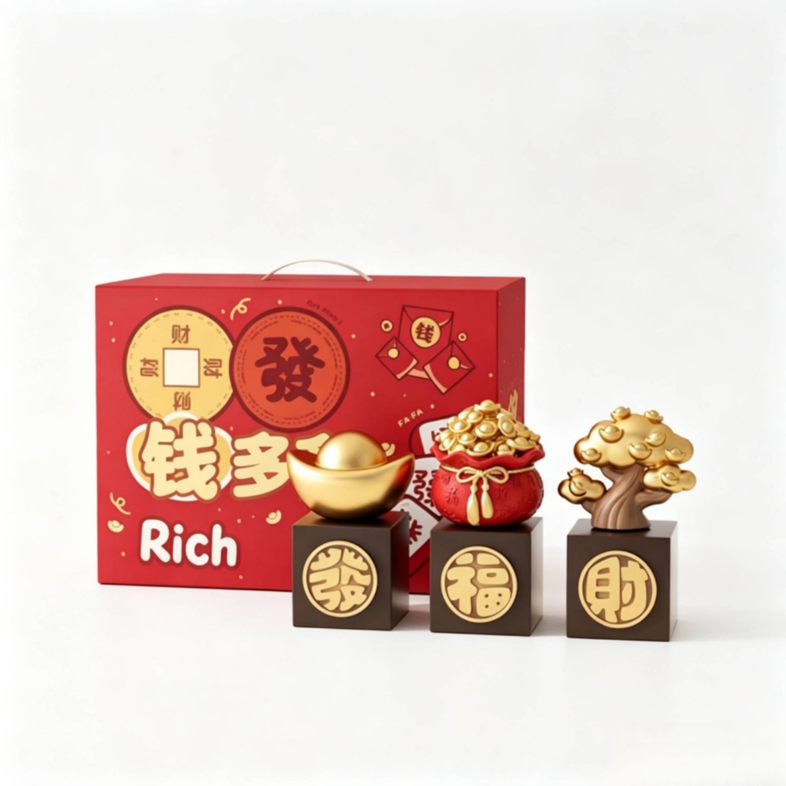 3-Piece Auspicious Ornaments with Pedestals