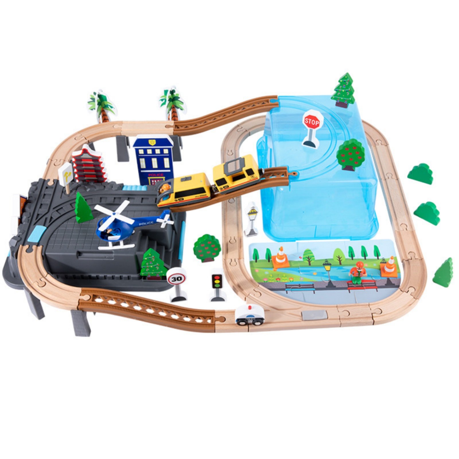 Wooden Train Track Playset