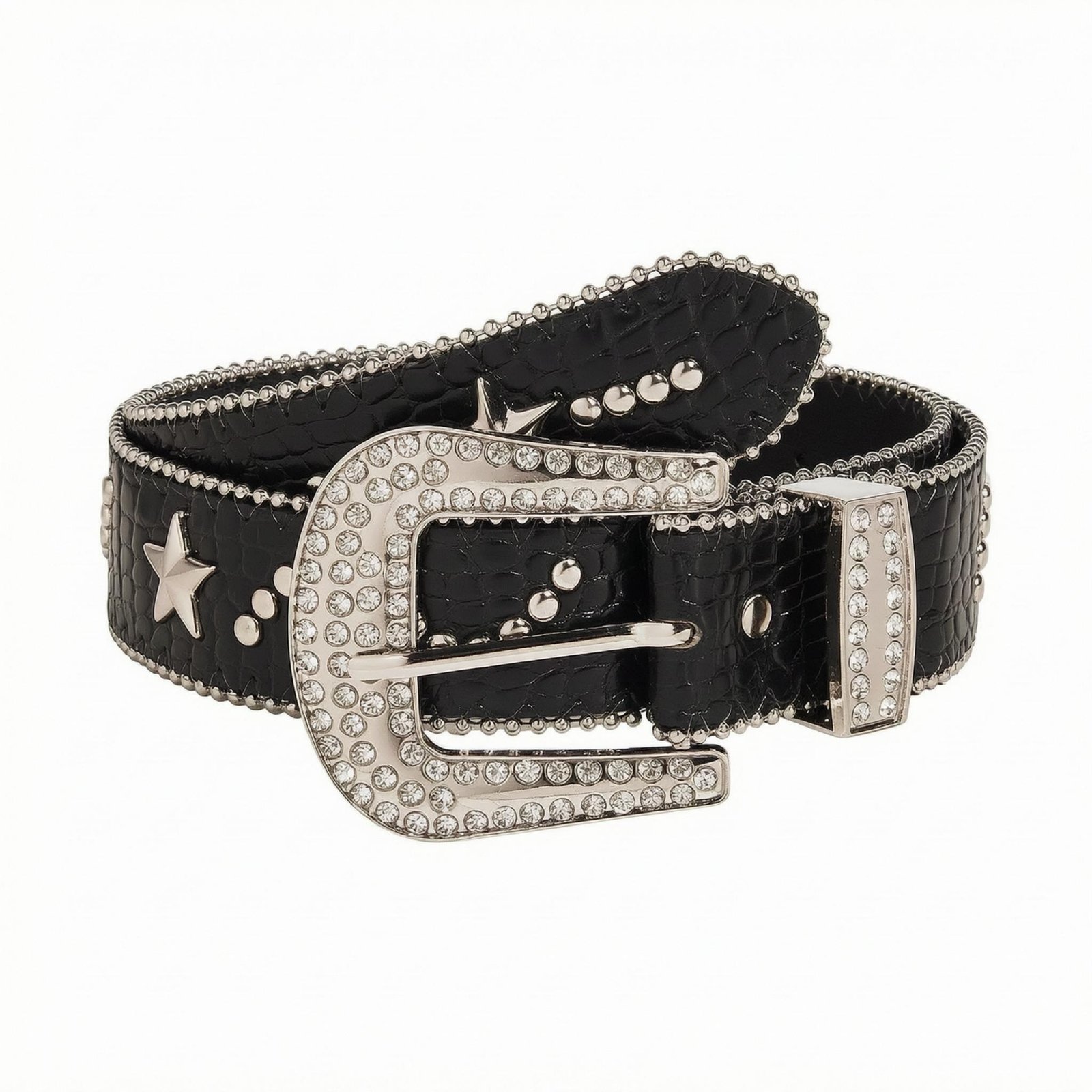 Set of 4 Crocodile-Textured Belt Buckle