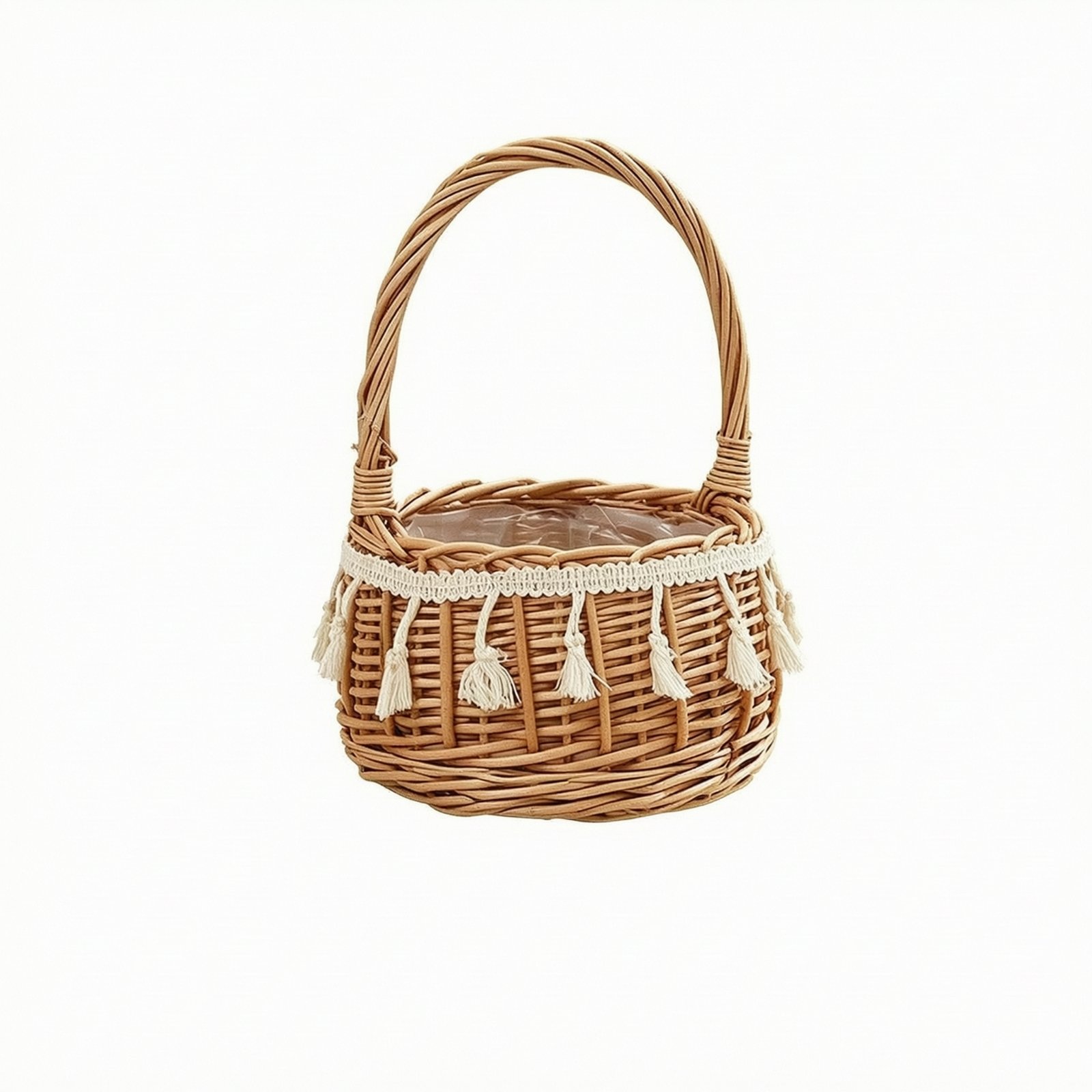 Round Wicker Basket with Lining