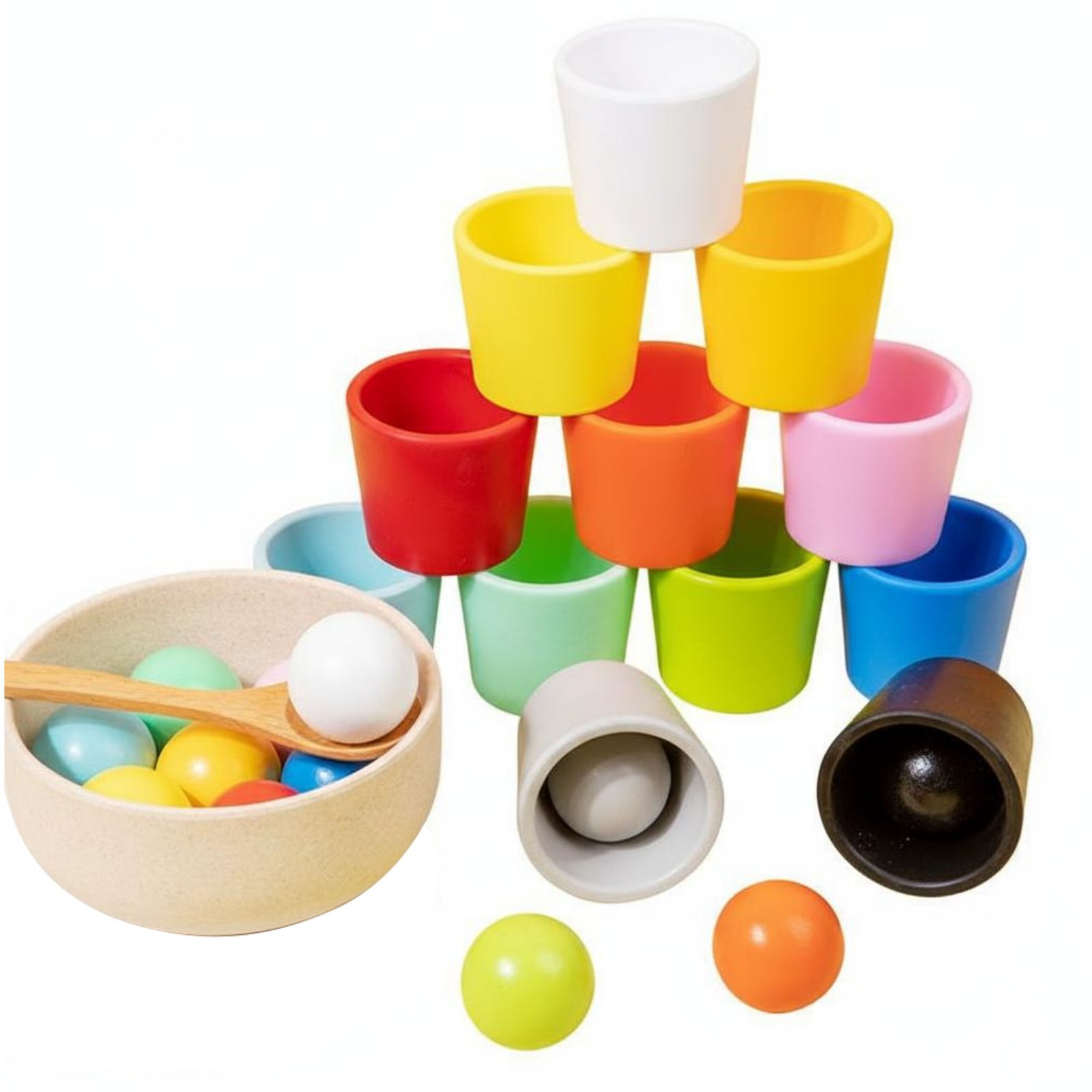 Wooden Balls and Cups Set