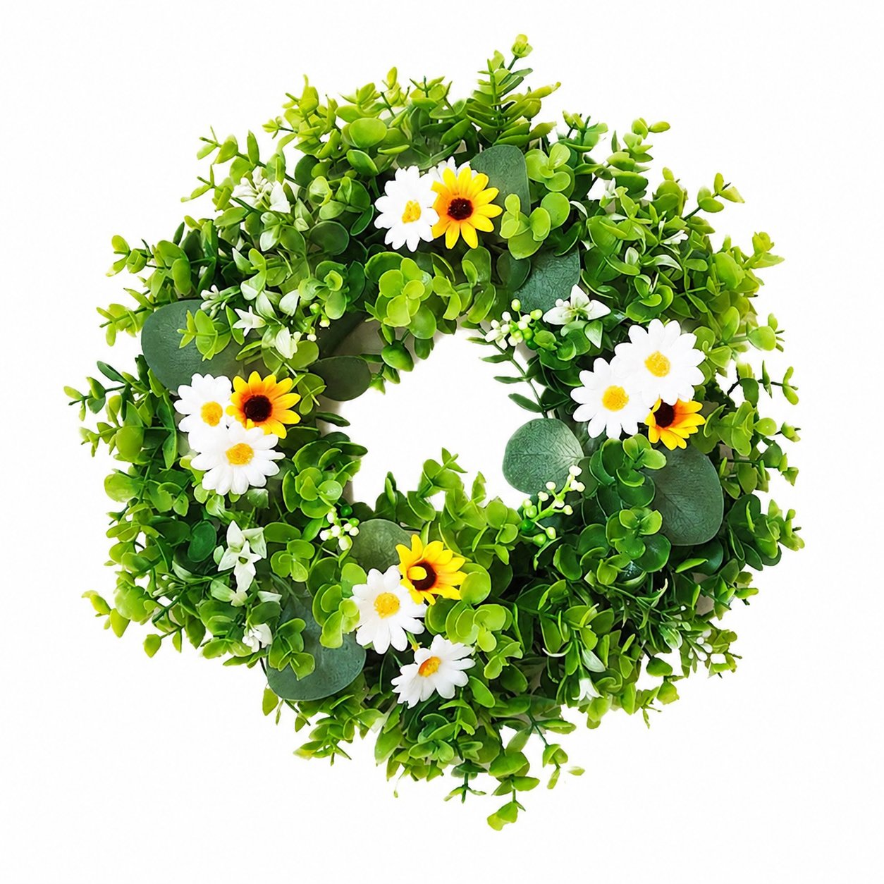 Artificial Daisy Eucalyptus Wreath