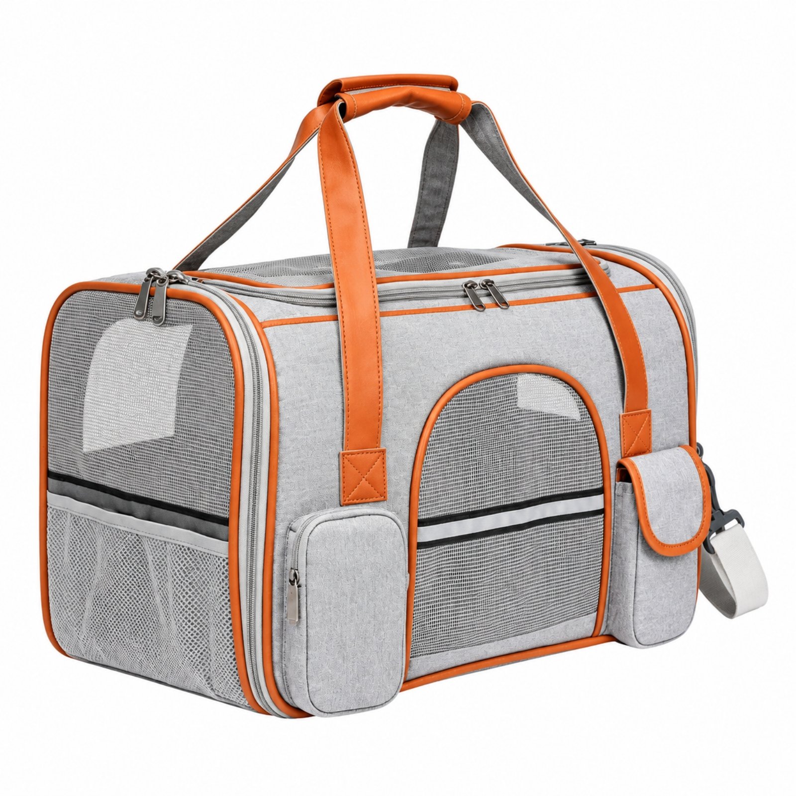 Breathable Pet Carrier Bag – Light Gray, 45cm 25cm 28cm