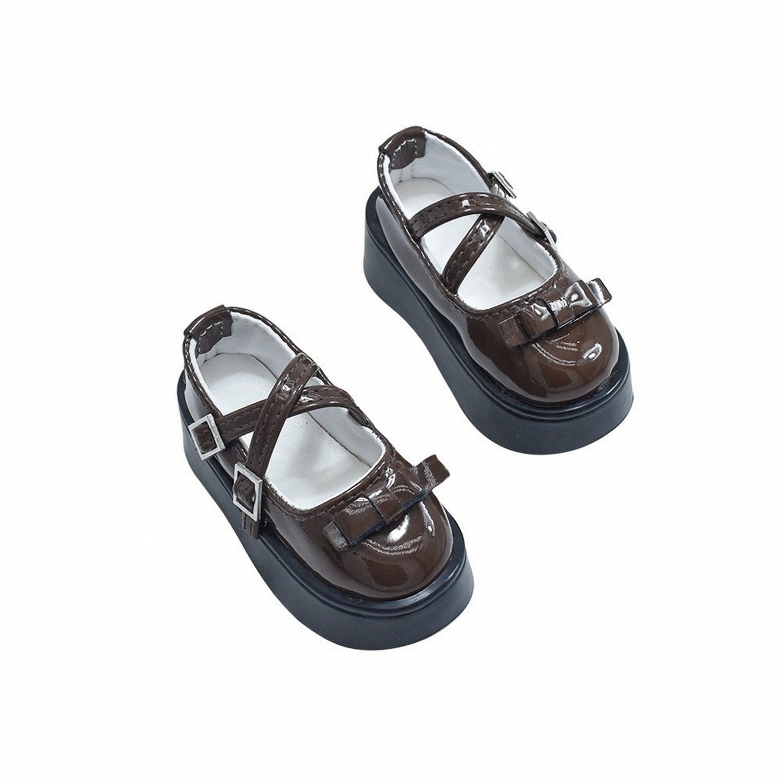 BJD Doll Shoe with Crossed Straps – Brown