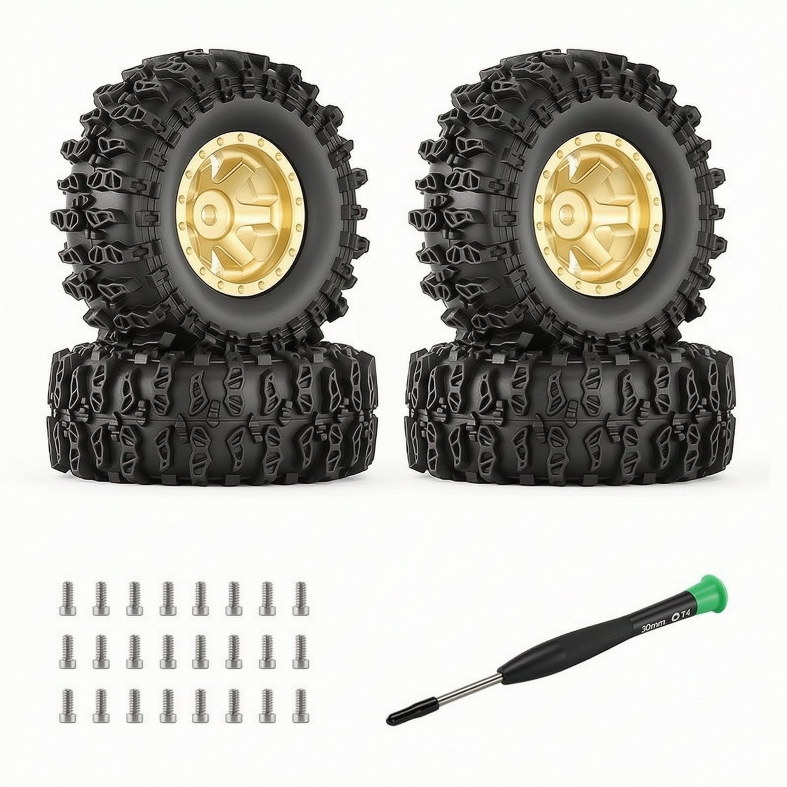 4-Piece Brass Hub RC Wheel and Tire Set