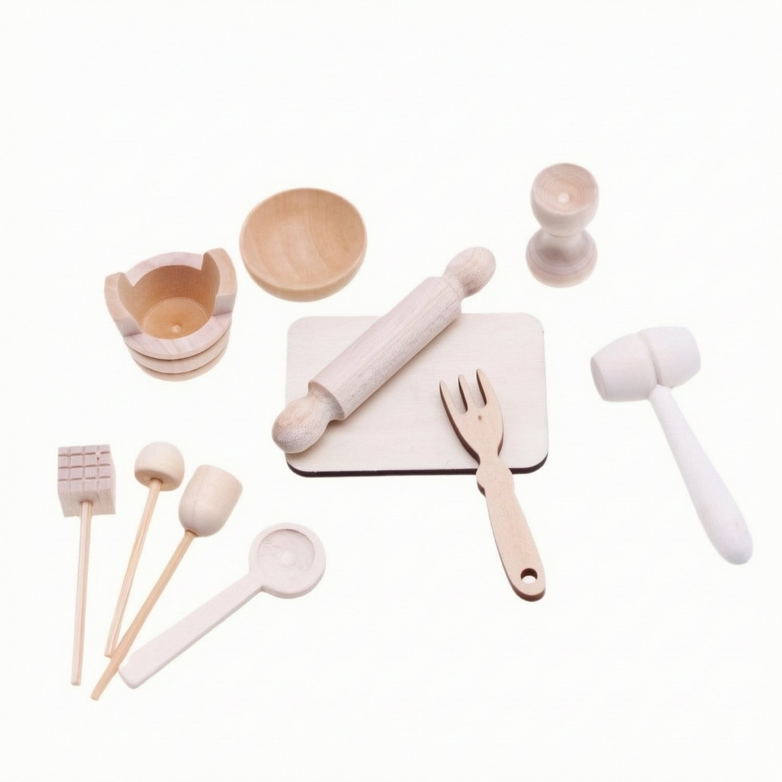 11-Piece Wooden Dollhouse Pastry Set