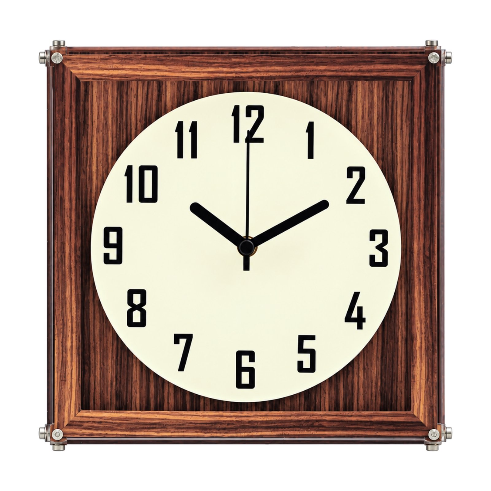 Double-Sided Wall Clock – Walnut Wood Grain