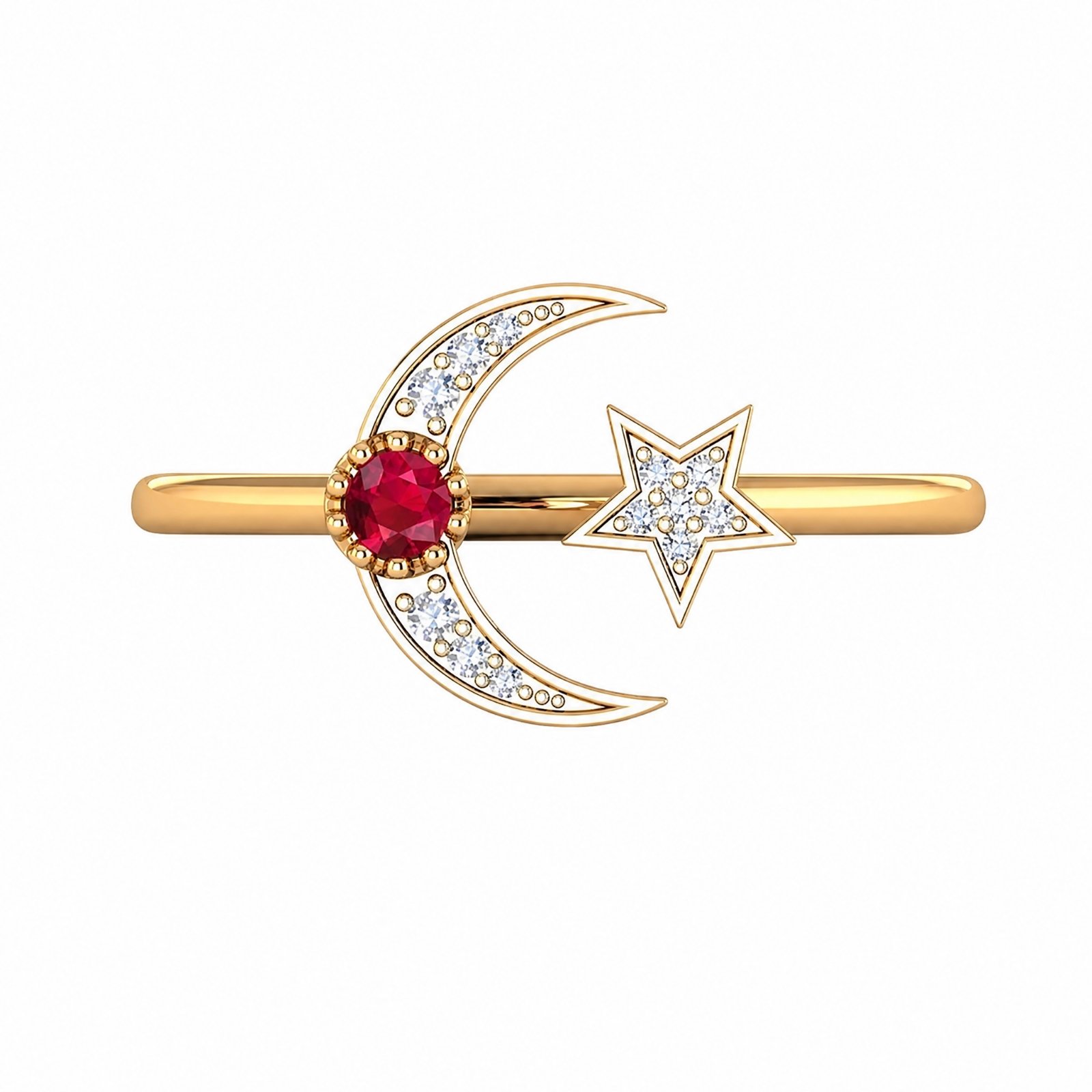 Moon and Star Rings