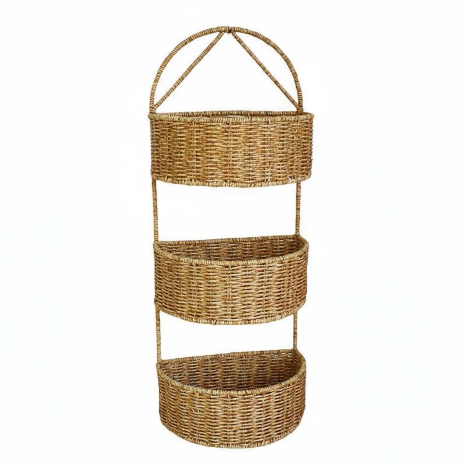 Tiered Wall Basket Space-Saving Faux Rattan