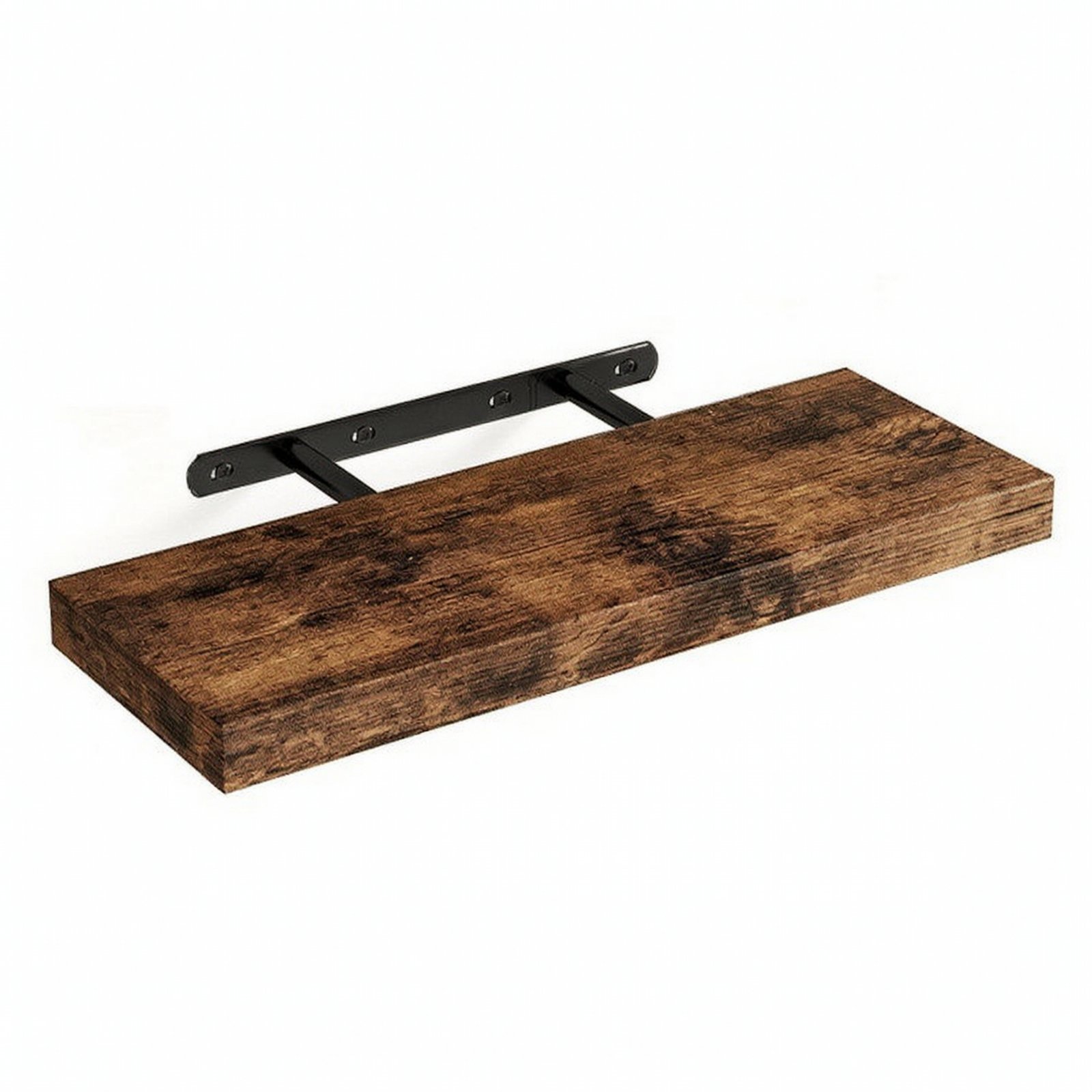 Wooden Wall Shelf with Metal Brackets