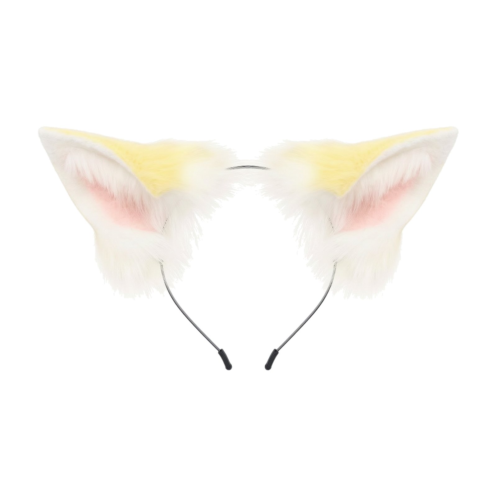 Fuzzy Animal Ears Headband – Yellow White Pink
