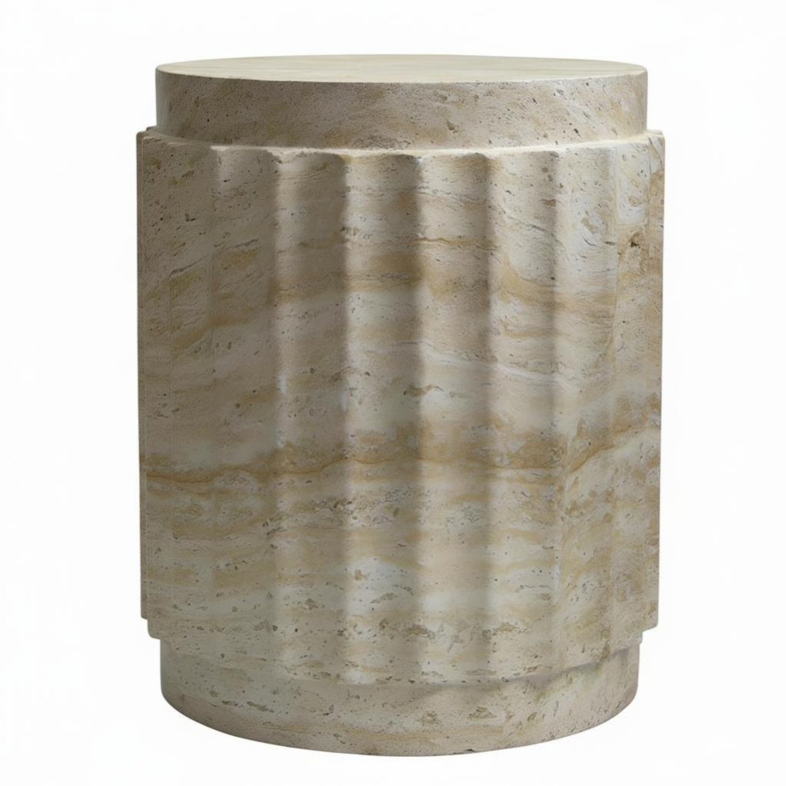 Faux Travertine Side Table