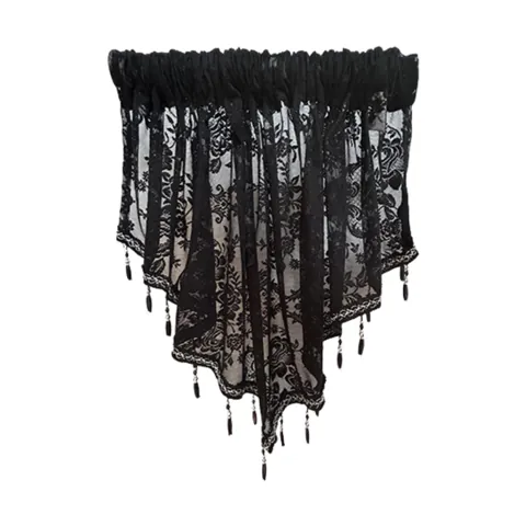 Beaded Window Valance Black
