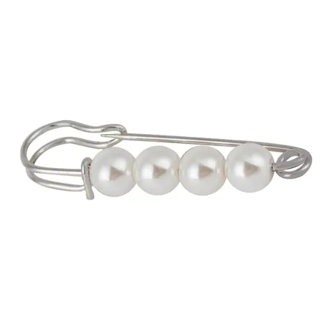 Faux Pearl Safety Pin Brooch
