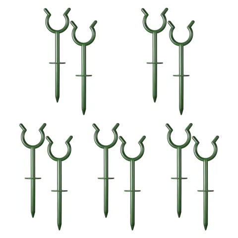 10 Pieces Garden Hose Guide Spike Holder Outside Lawn Green