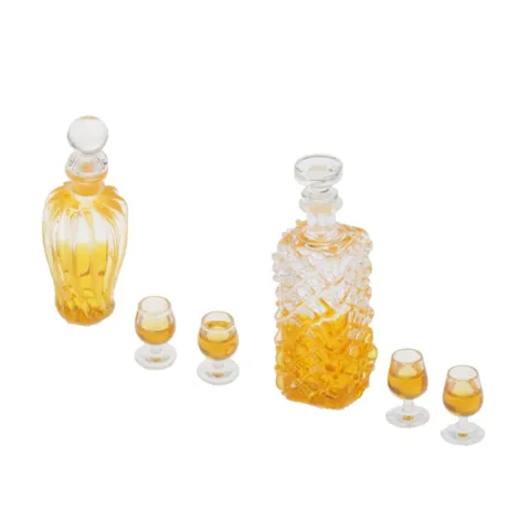Dollhouse Whiskey Wine Bottles And Cups