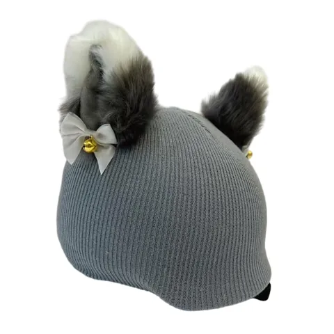 Ski Helmet Cover Gray Kitten