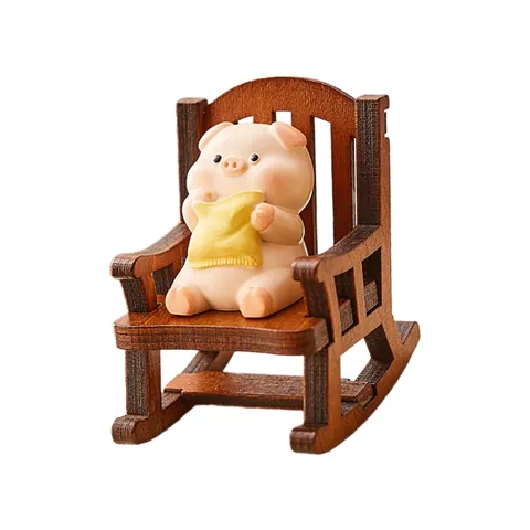 Rocking Chair Pig Figurine