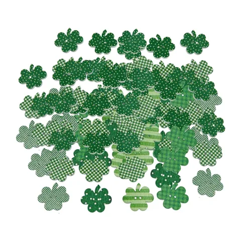 Wooden Shamrock Buttons 25mm