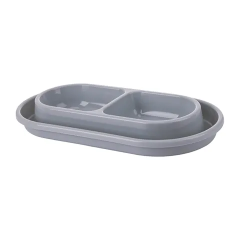 Cat Double Bowl L Gray