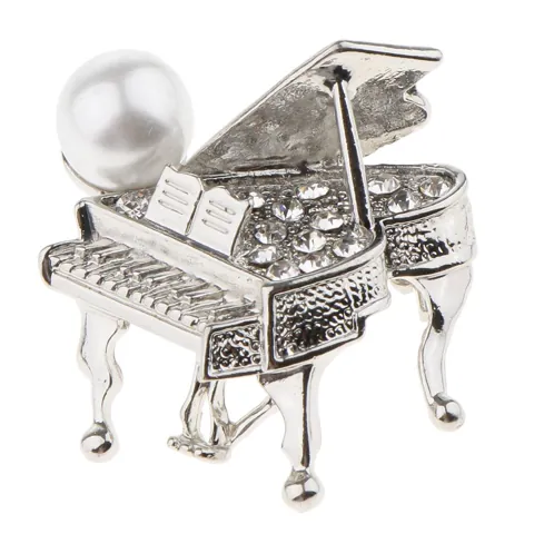 Rhinestone Piano Brooch