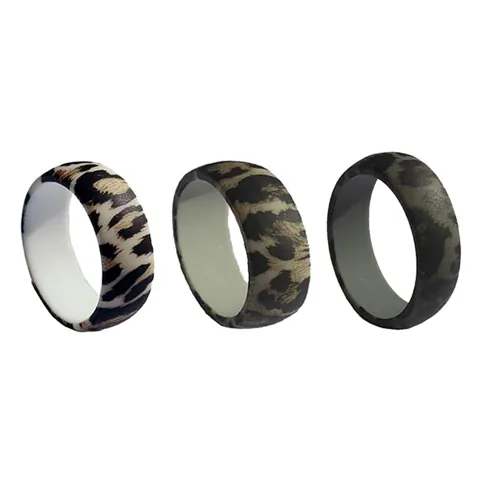 Leopard Pattern Silicone Rings US Size 8
