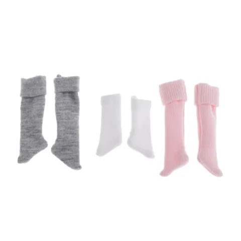 3 Pairs 1/6 Scale 12" Figure Socks White+Pink+Gray 30cm Doll