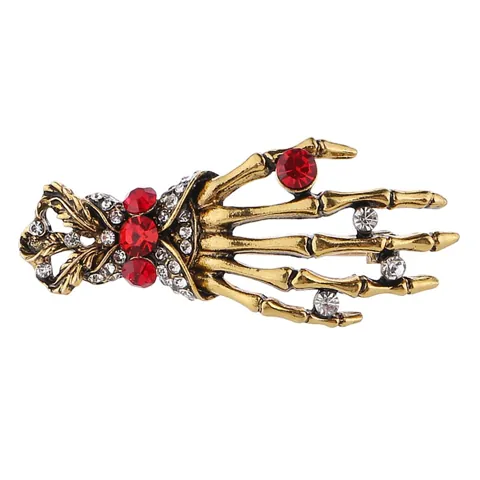 Skeleton Hands Brooch Bronze