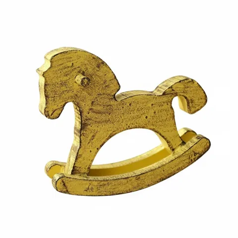 Wooden Rocking Horse Figurine – Yellow