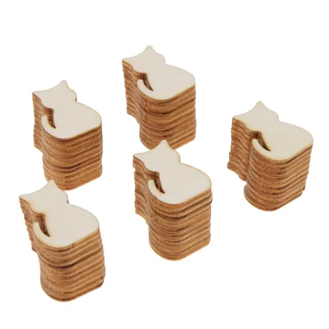 Blank Cat Cutout Wooden Chips