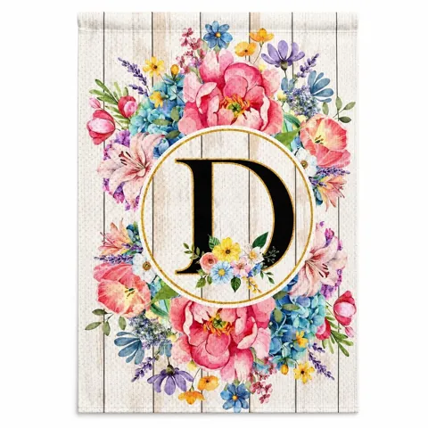 Striped Floral Garden Flag