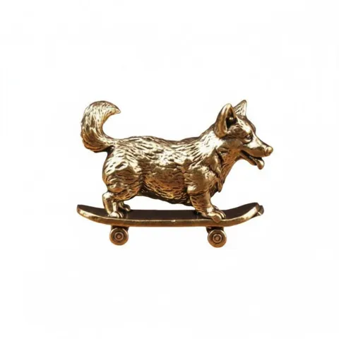 Corgi Figurine on Skateboard