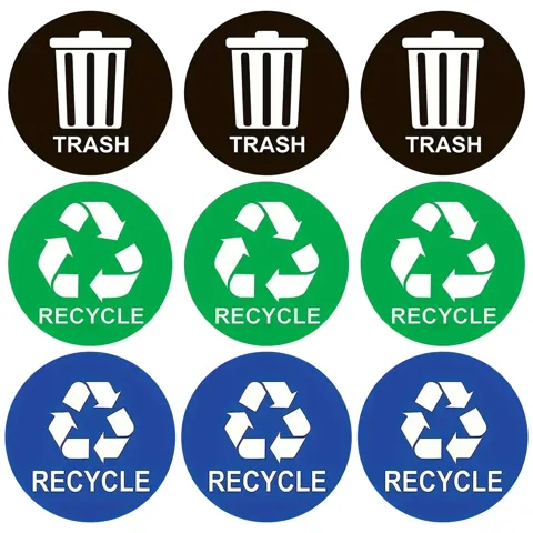 9 Pieces Recycle Stickers for Trash Can 5" for Outdoor Home