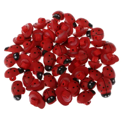 Ladybird Wooden Buttons Red