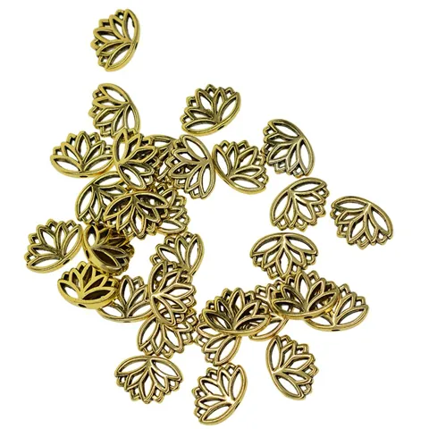 30x Retro Hollow out buddha yoga lotus flower metal spacer