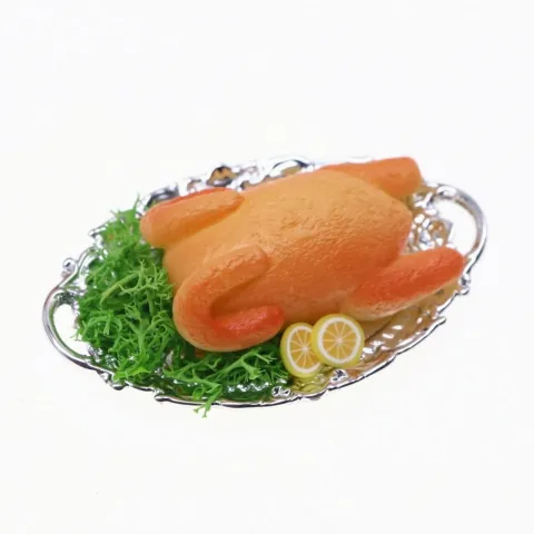 Miniature Roast Chicken Scene Accessory