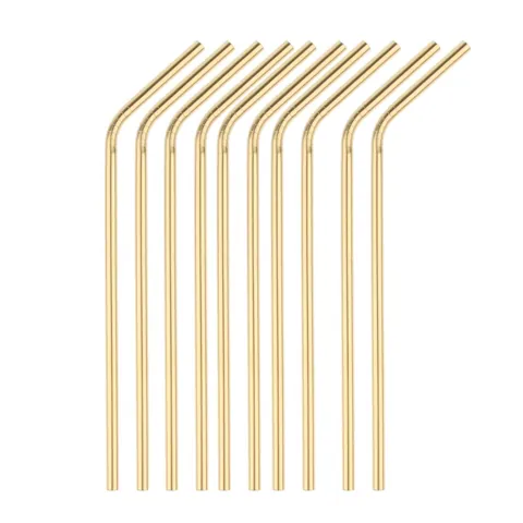 Drinking Straws Curved Gold 10 Pieces