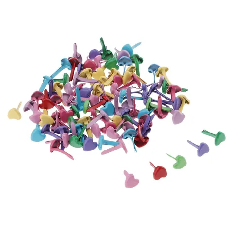 Metal Heart Head Brads 50/100 Pieces