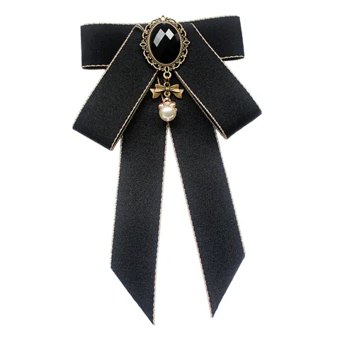 Ribbon Bow Brooch Black