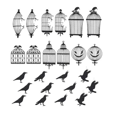24Pcs Black Crow Decorations Handmade Gothic