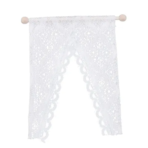 Mini Lace Curtain With Wooden Rod