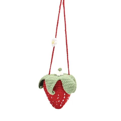 Strawberry Handbag with Flower Design