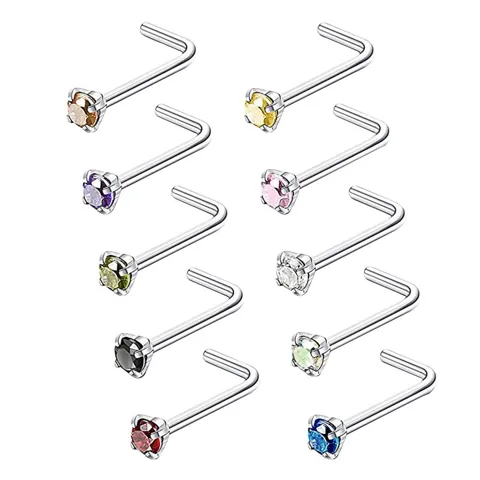 Rhinestone Curved Nose Stud Rings