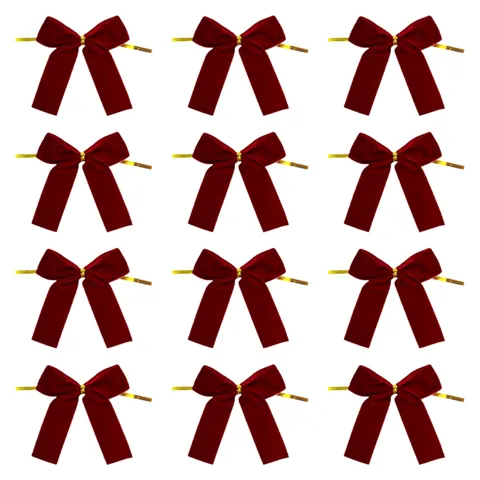 Velvet Christmas Bows Wine Red